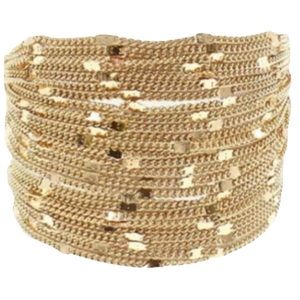 $125 Savvy Cie 18K Gold Plated Bracelet 1" Wide 7" Long Lobster Clasp NWT